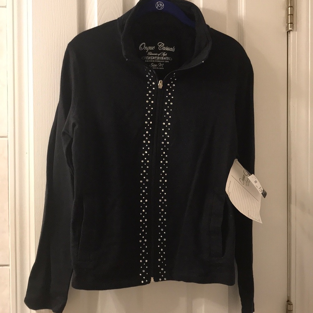 Ladies Black Zippered Sweatshirt